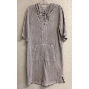 CARBON 2 COBALT Dress Hooded Gray Short Sleeve Medium Gauzy Beach Lagenlook